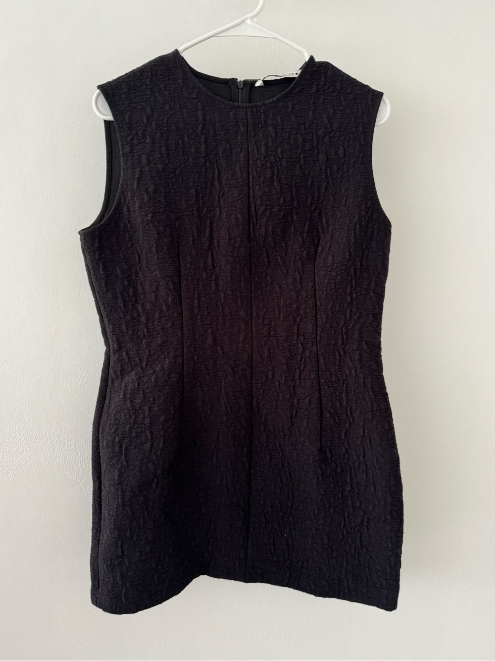 Zara Black Textured Sleeveless Mini Dress